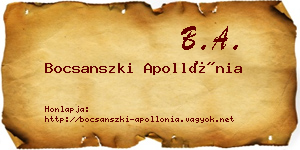 Bocsanszki Apollónia névjegykártya
